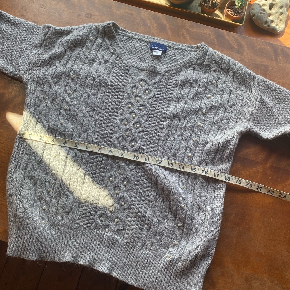 Basic Editions Grey Cable-Knit Sweater - image 5